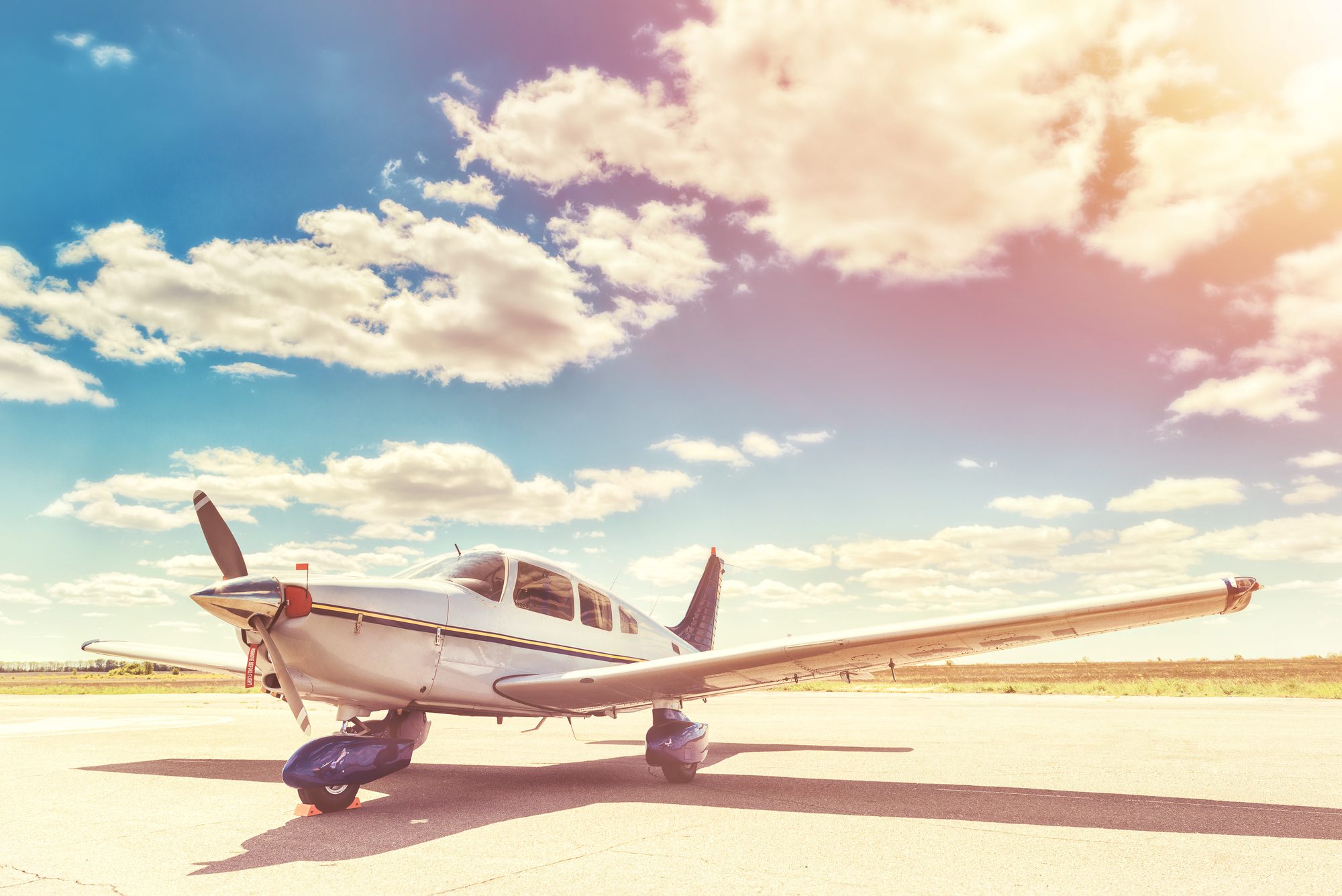 Propeller plane parking at the airport
